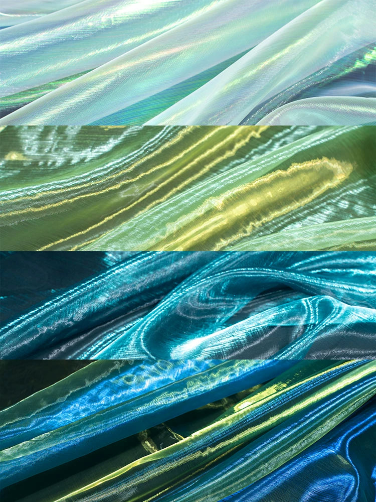 Lazer Simfonik Gradient Rəngli Mesh Organza Parça Fairy Şal Hanfu Paltar Səhnə Fonu Rəng Dəyişən Parça