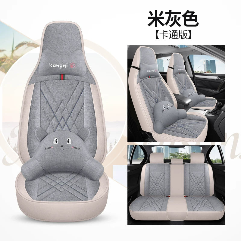 2021/2022 Geely Emgrand S Car Seat Covers, All-Season Fully Padded Linen Seat Cushions, Breathable Fabric Seat Covers