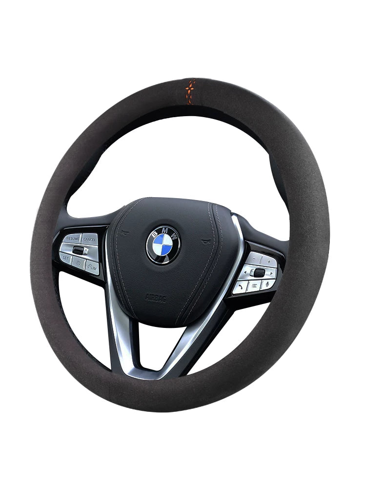 Car steering wheel cover, small car D-type short plush suede, non-slip, breathable, sweat-absorbent, universal type.