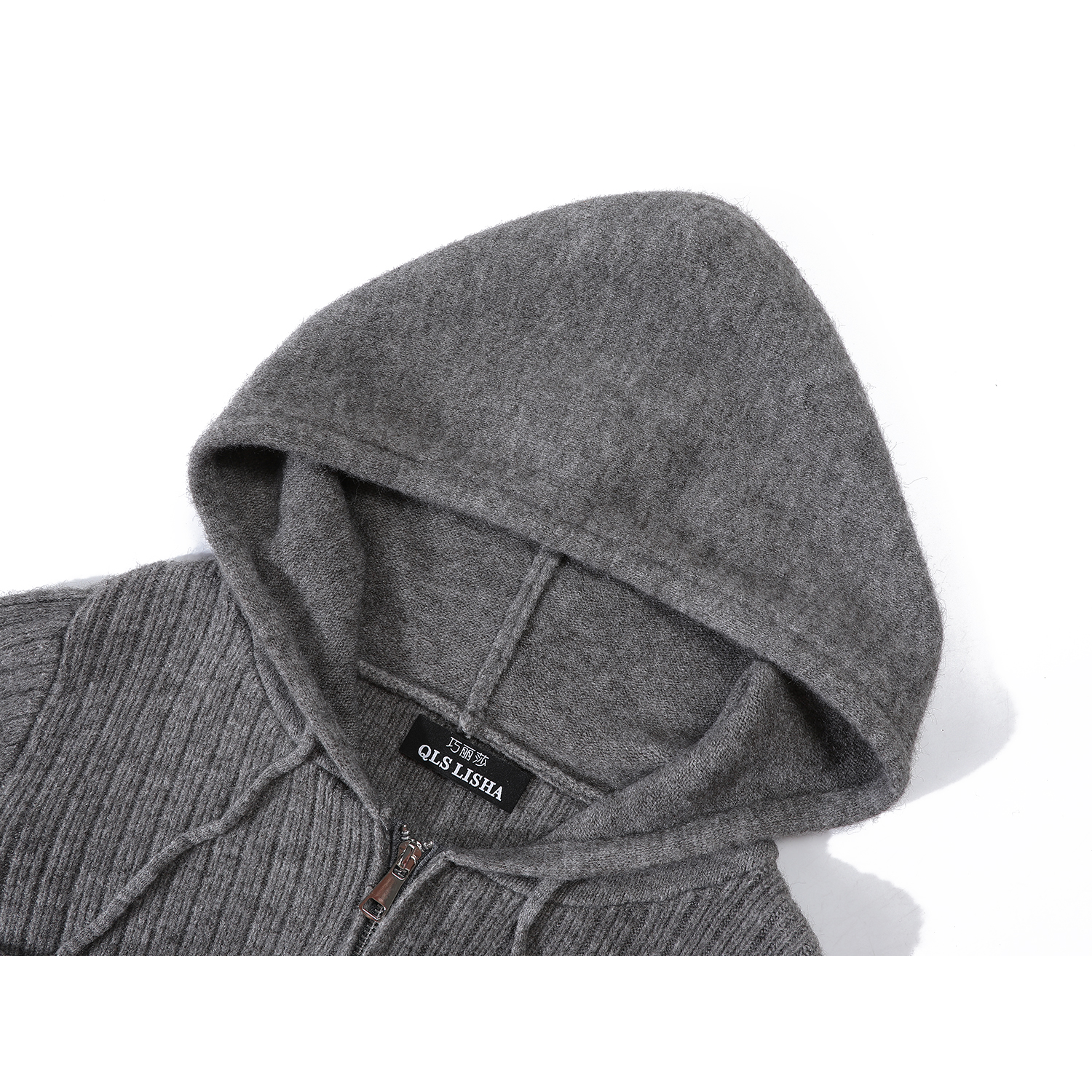 Chola Lisa Boz Sviter Kardiqan, Payız/Qış Yüksək Zövqlü Daxili Qatlı Top, Koreya Üslubunda Tənbəl Başlıqlı Örgü Kardiqan