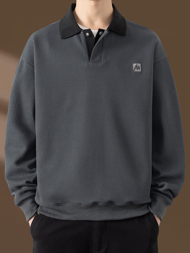 Qiao Dimengla Yüksək keyfiyyətli payız/qış kişi sviteri, yun astarlı, qalınlaşdırılmış, ağır, yaxalı, uzunqol, gündəlik kişi geyimi, yaz/payız üslubu