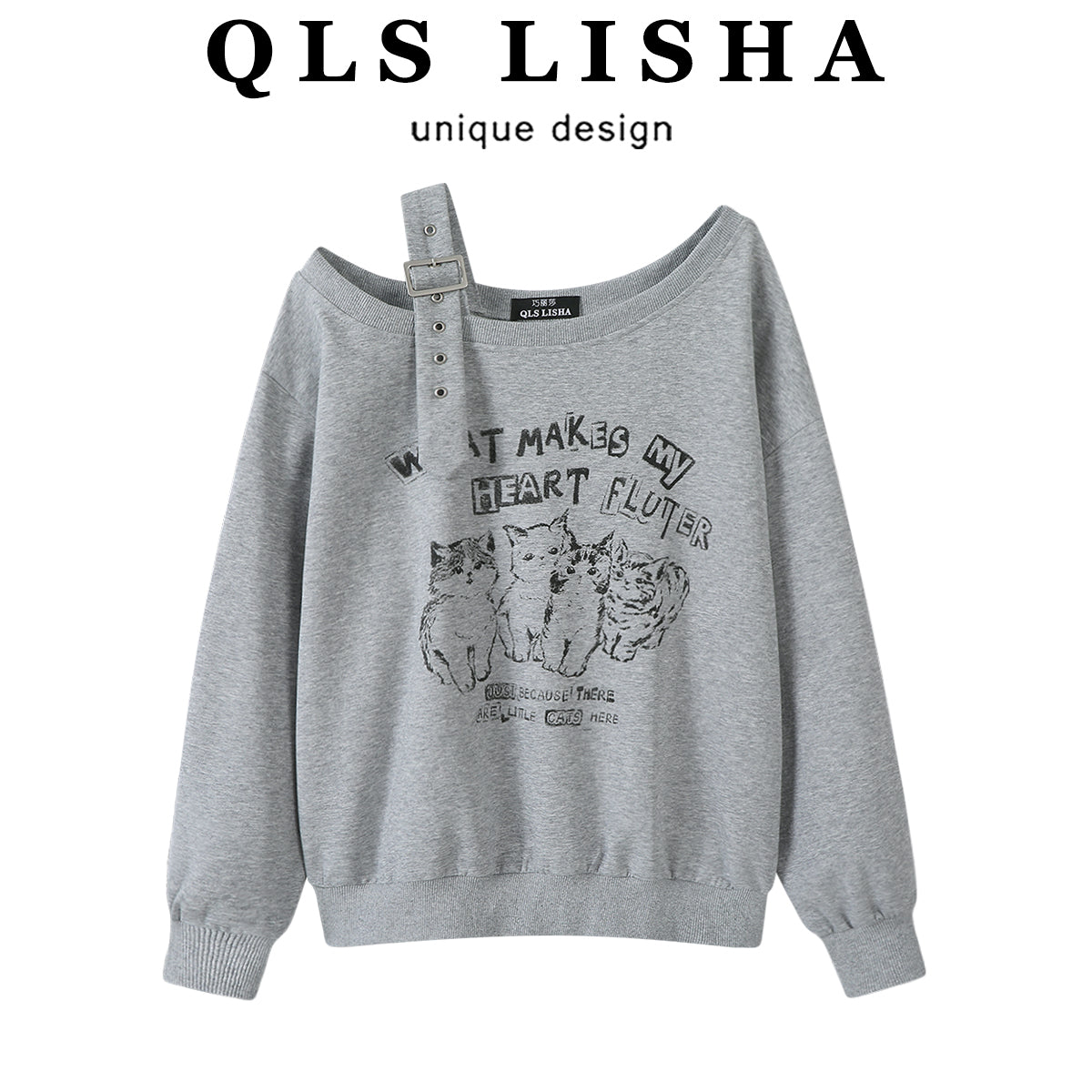 Chola Lisa Boş bədən formasında, rahat üslubda çiyinsiz sviter, erkən payız boz rəngli patchwork kamzol, başlıqsız, uzunqollu qadın topu