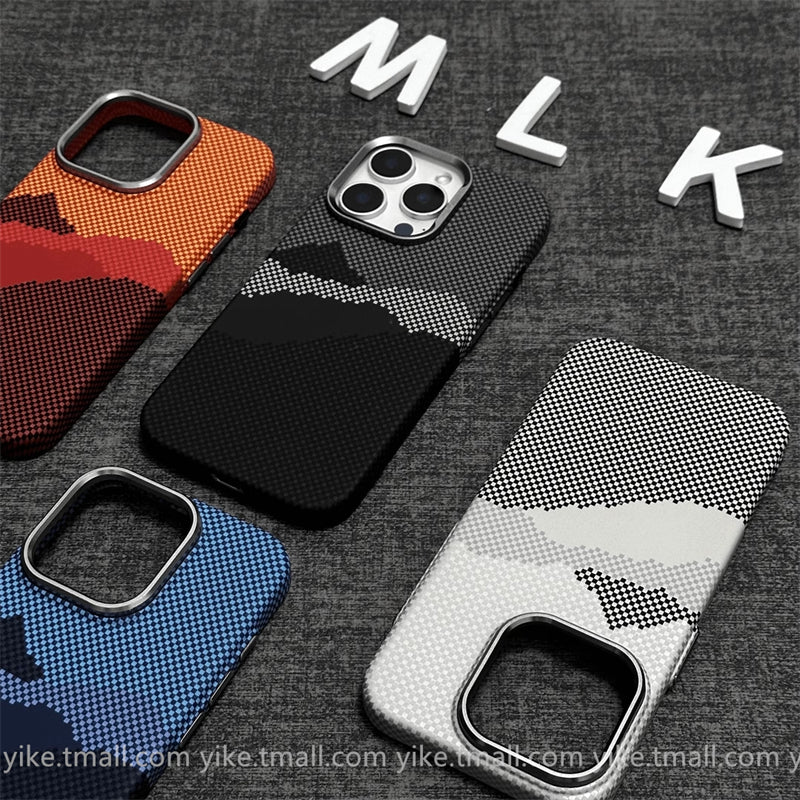Qabaqcıl Magsafe maqnit Kevlar naxışı iPhone16pro Apple 17 mobil telefon qutusu 15ProMax yeni 12 karbon fiber naxış 13 kişi 14pro cüt 16promax düşməyə qarşı örtük