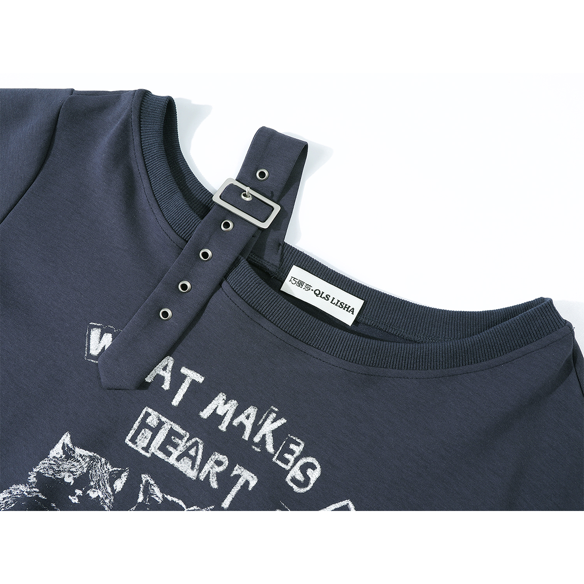 Chorissa Amerika Retro Qəşəng Tənbəl Sviter Payız Çoxfunksiyalı Pişik Naxışlı Uzun Qollu Çiyinsiz Top