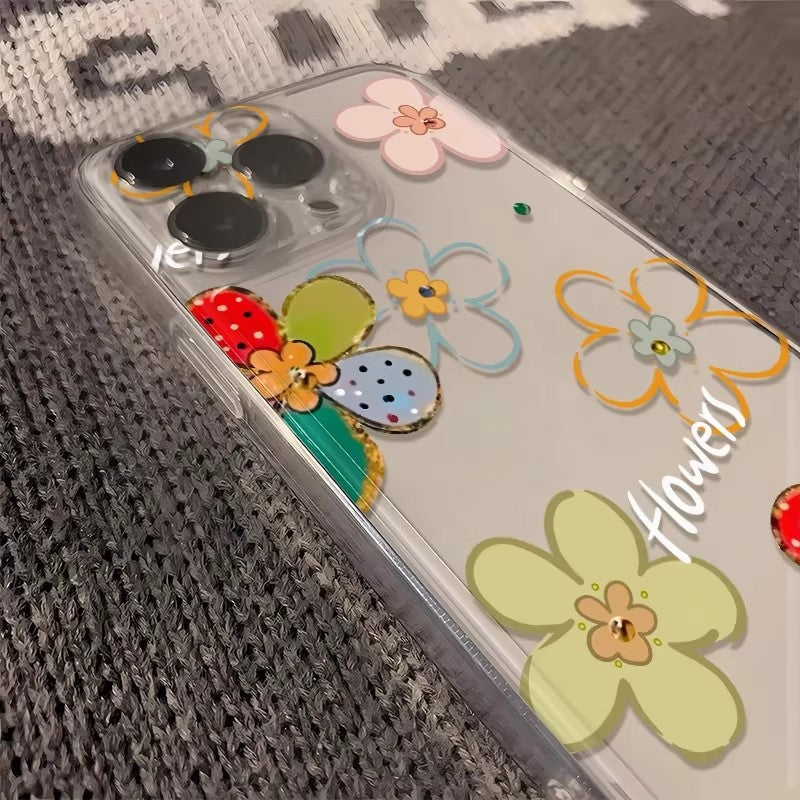 Dopamin çiçəyi Apple 17promax mobil telefon qutusu üçün uyğundur opporeno16 Xiaomi Redmi k90vivos60 Huawei iPhone17 qoruyucu qutu 14/13/12/11 şəffaf bir plus iqoo