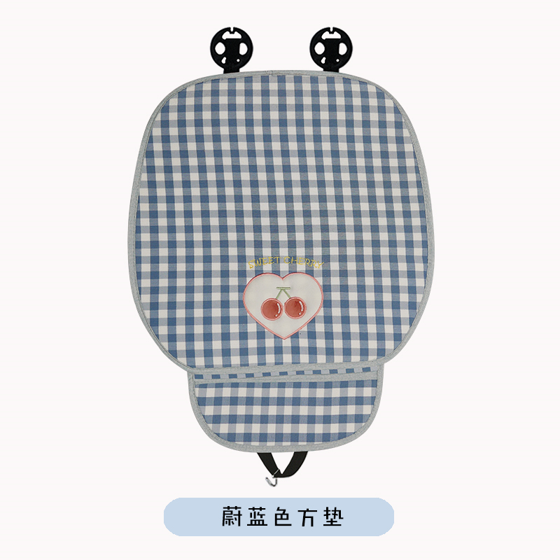 Checkered Cherry Car Seat Cushion, All Seasons, Linen One Piece, Goddess Style Seat Cover, Semi-Folded, Suitable for Winter and Summer Use