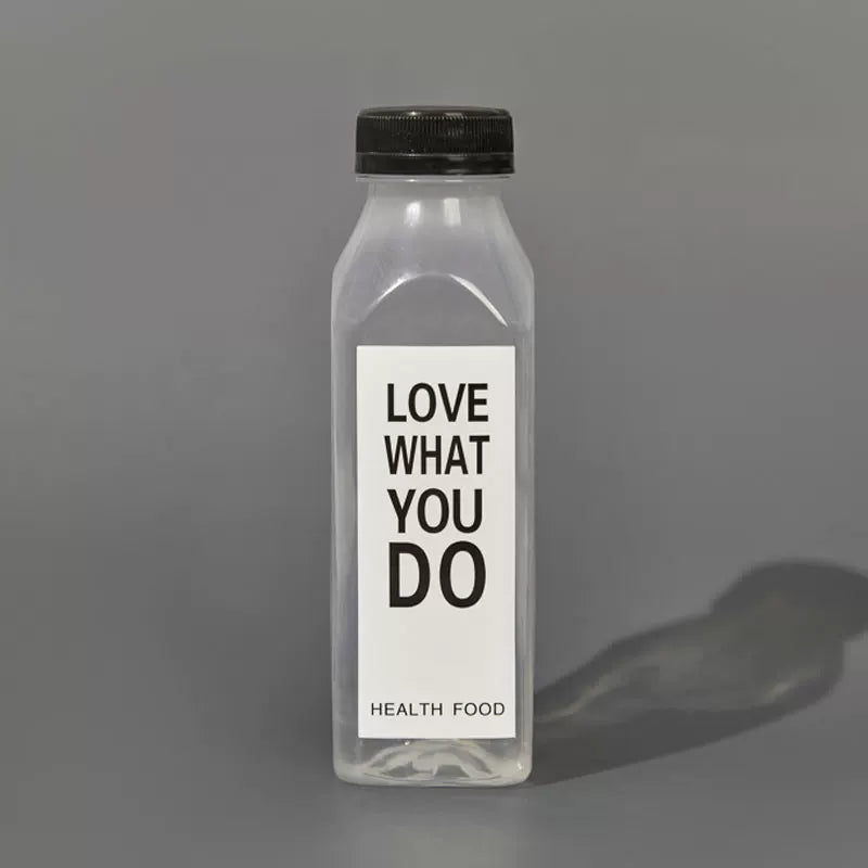 Qalınlaşmış 350ml 400ml kvadrat birdəfəlik şəffaf plastik şüşə suyu südlü çay internet məşhur ferment içki şüşəsi qapaqlı