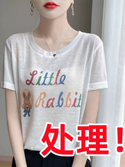 [Proses] Tencel qadınlar üçün qısaqol köynək 26 yay yeni stil çaplı boş buz ipək böyük ölçülü yarımqol nazik top