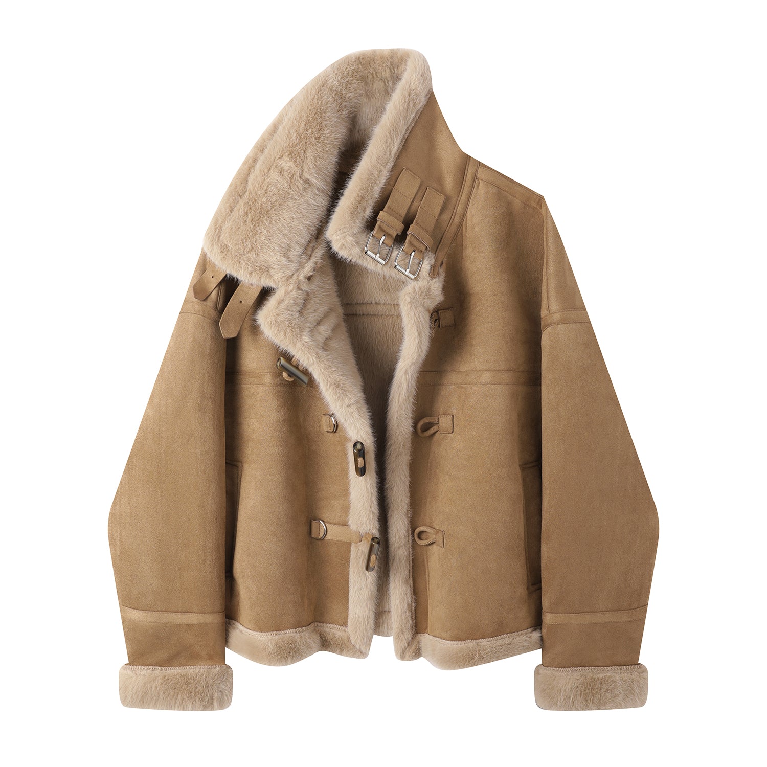 Cholisa Xəz astarlı Dovşan Yaxalıqlı Motosiklet Gödəkçəsi Qadın Payız və Qış Koreya Üslubunda Super Şirin Qalın və İsti Üst Geyim