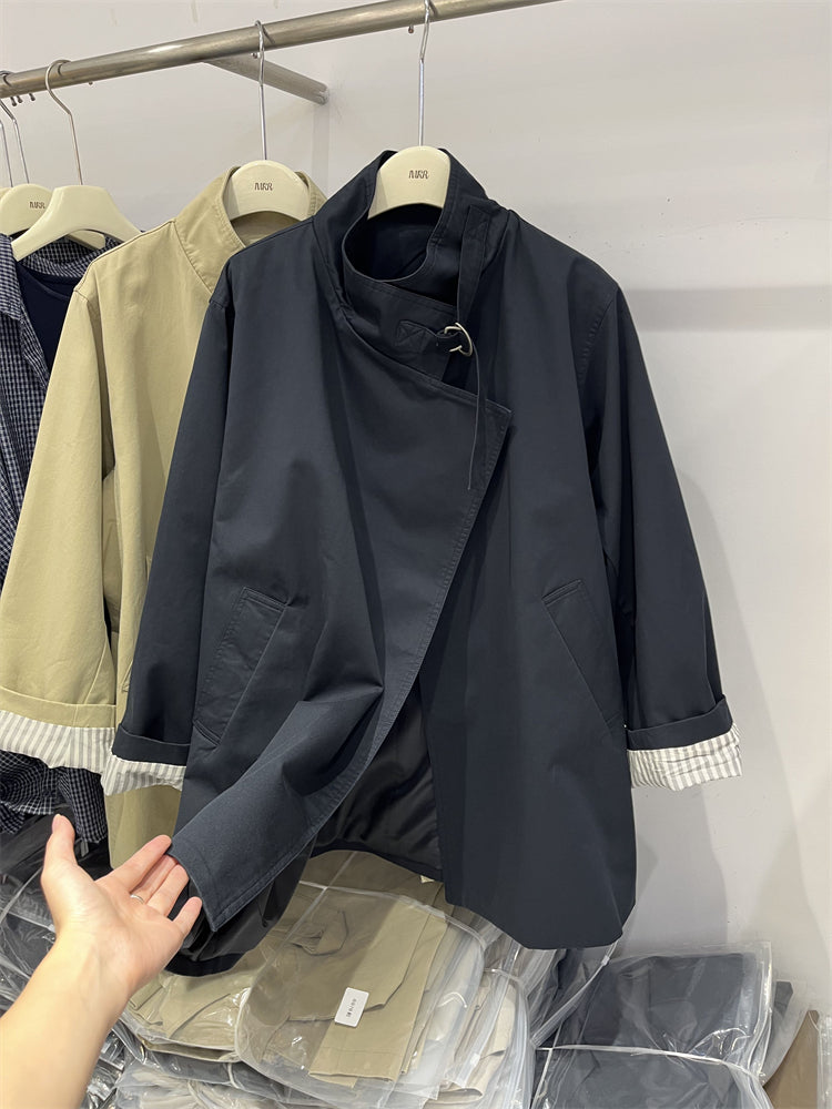 2025 Payız Qadınlar üçün Yeni Orta Uzunluqlu Trench Palto, Koreya üslubunda, Dəbli Yüksək Səviyyəli Böyük Ölçülü Palto, Boş Xaki Palto