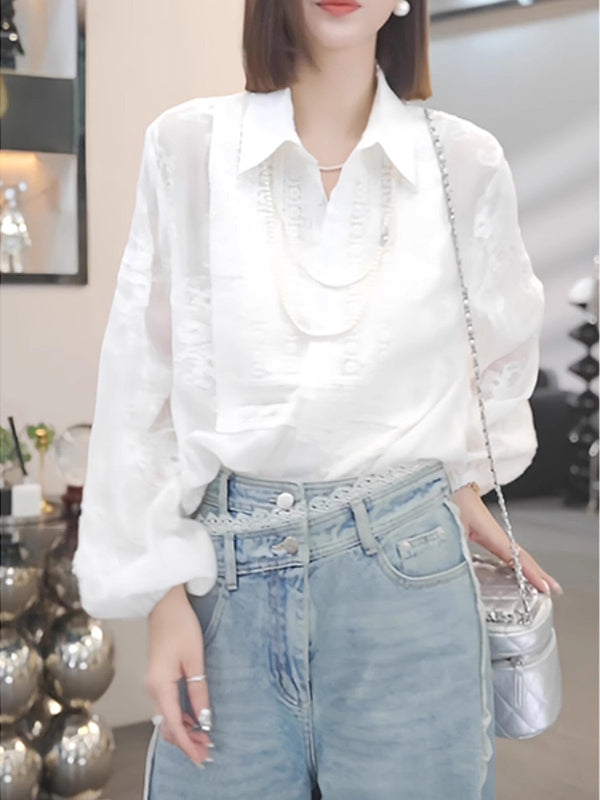 Ağ köynək topu, böyük ölçülü qadın geyimləri, 2026 yaz yeni stili, dəbli və gənclik üçün bluzka, yüksək səviyyəli köynək.