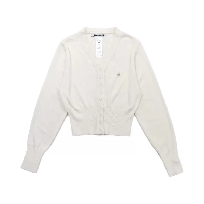 Koreyalı Badblood Hot Girl Qırmızı Trikotaj Kardiqan Qadınlar üçün Yaz, Payız və Qış Uzun Qollu Üst Geyim Qısa Üst Gödəkçə