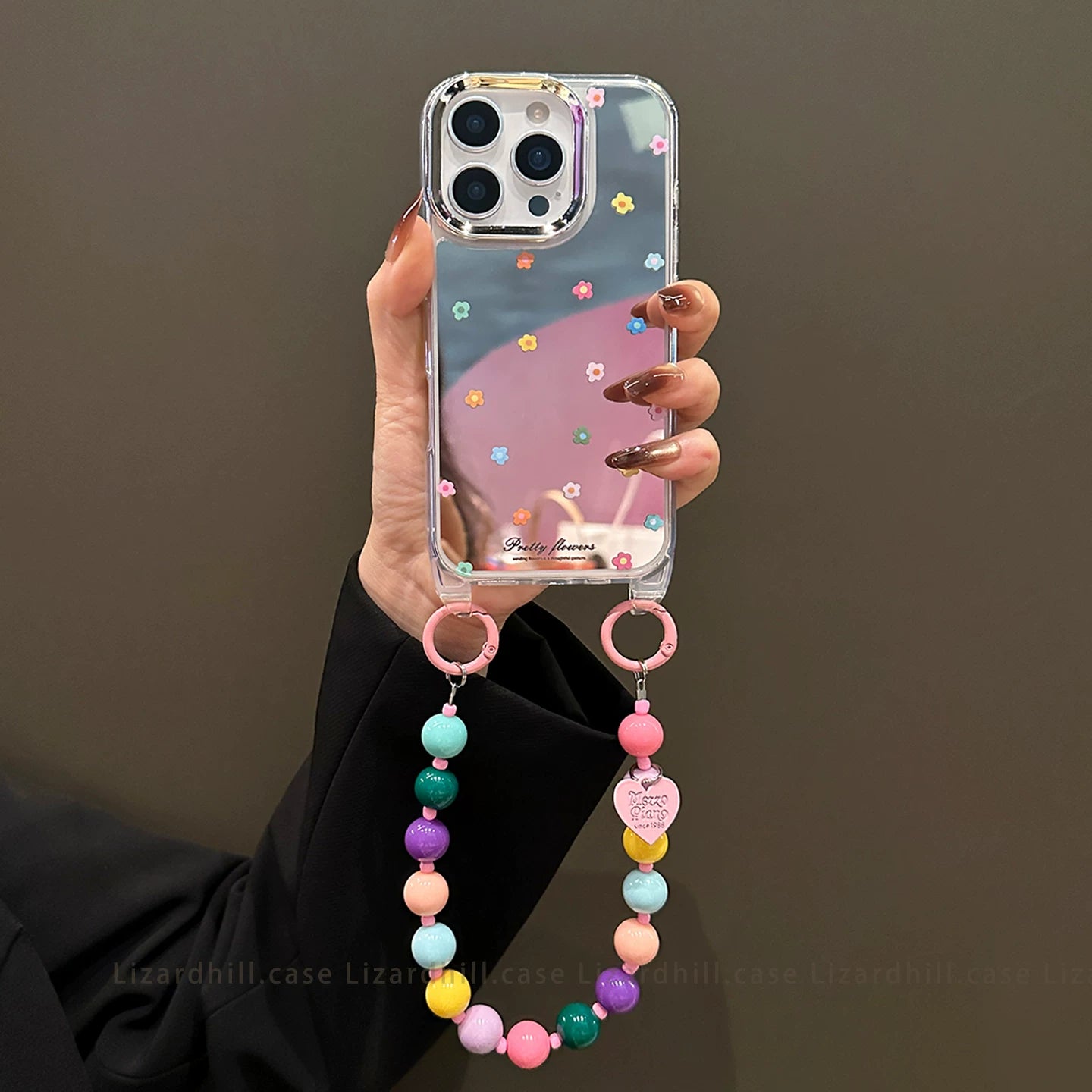 lizardhill güzgü rəngli kiçik çiçəkli Apple 17promax cib telefonu qutusu 16pro yeni iphone15pro qadın 14pro çarpaz kəmər lanyard 13 niş super yaraşıqlı