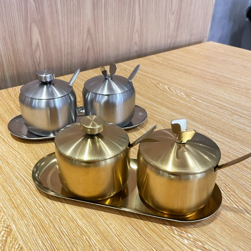 Koreya barbekü restoranı iaşə xüsusi ədviyyat qabı 304 paslanmayan polad kommersiya çili yağı duzu ədviyyat qutusu