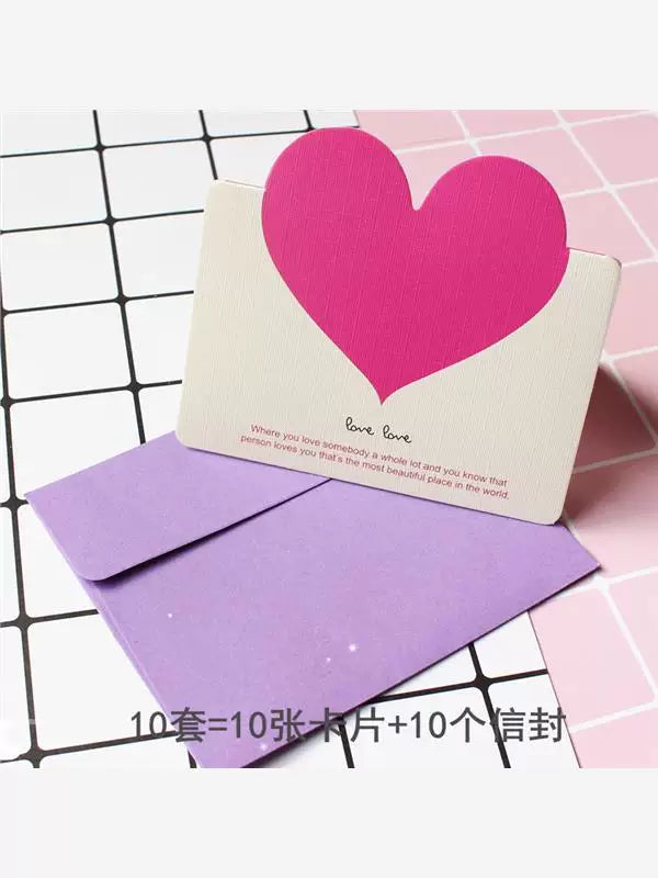Love message card, Valentine's Day greeting cards, heart-shaped folded message card