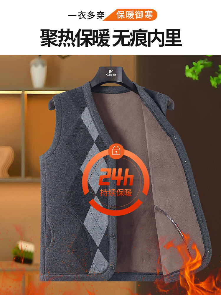 Orta və yaşlı kişilər üçün Roman kişilər üçün qış yun astarlı, qalınlaşdırılmış, isti jilet.