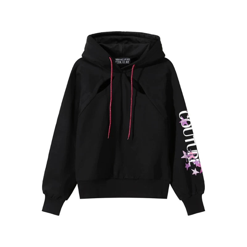 Versace VJC Women's Cotton Logo Star Hooded Long Sleeve Sweater 75HAIT20 CF06T