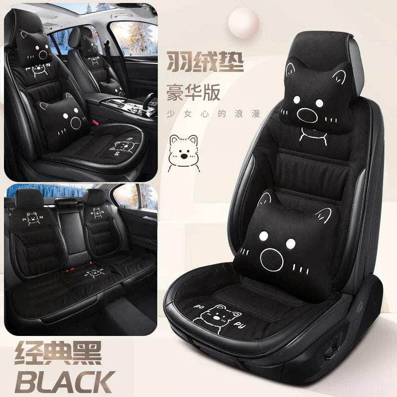 Avtomobil oturacaq üzləri, qışda isinən oturacaq üzləri, qalınlaşdırılmış yumşaq, 2025 yeni cizgi filmi stili, sürətli isitmə və isinmə arxa oturacaq üzləri