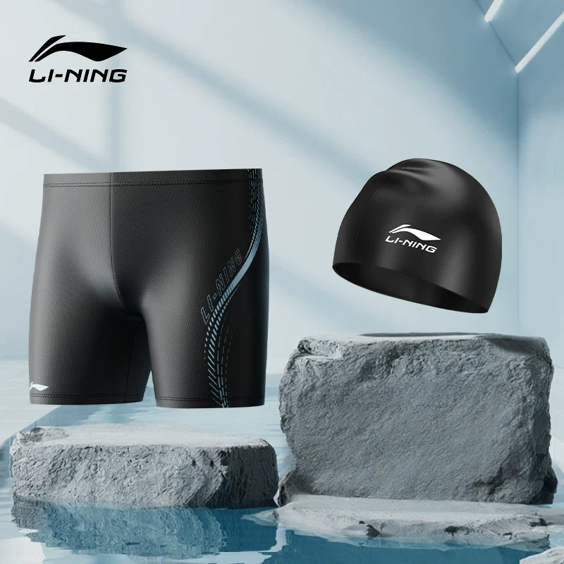 Li Ning kişi üzgüçülük mayoları 2026 yeni yüksək səviyyəli böyüklər və gənclər üçün üzgüçülük kostyumu peşəkar boksçu bucağı böyüdülmüş tez quruyan avadanlıq