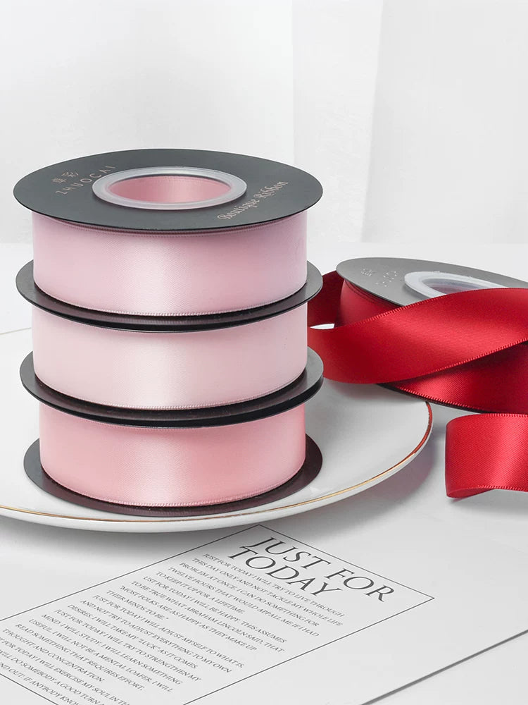 Zhuocai 2,5 sm ikitərəfli polyester saç aksesuarları ilə hədiyyə qutusu lent qablaşdırma materialı tort lenti buket lenti