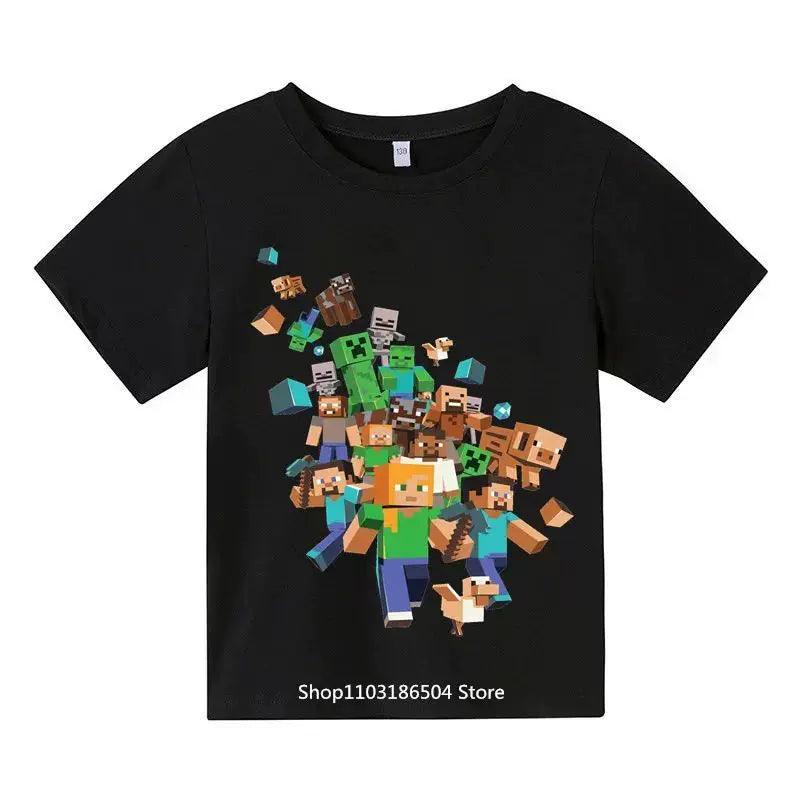 Kids Minec-raft T Shirt Clothes Anime Spring Autumn Boys Girls