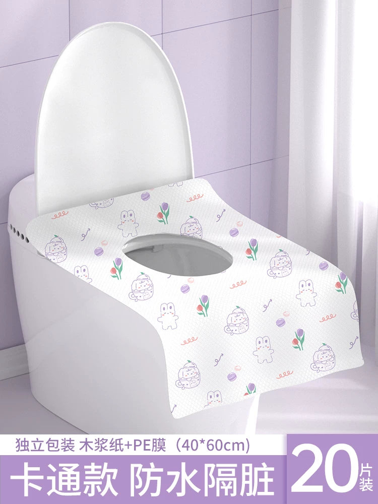 Jialiya birdəfəlik tualet döşəyi etiketi Səyahət üçün əlavə böyük tam əhatə edən suya davamlı tualet döşəyi otel hamam tualet örtüyü