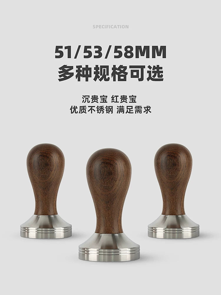 Yeni daimi qüvvə təzyiqli toz çəkic qəhvə paslanmayan polad təzyiq tozu tutacağı qırmızı Guibao toz presi bərk ağac 51mm53mm58mm