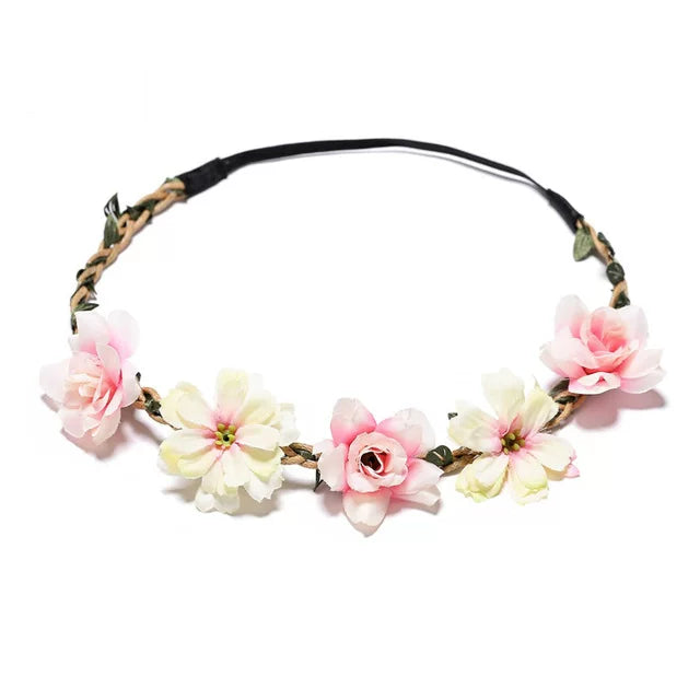 1 Piece Women Charming Floral Tiara Wedding Floral Headband Hairband A