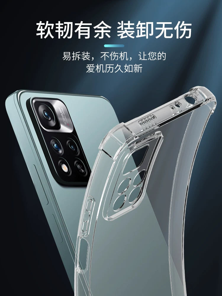 Xiaomi Redmi note11 mobil telefon üçün uyğundur Note11pro + şəffaf tpro + silikon anti-düşmə 11SE dördbucaqlı hava yastığı 11epro yumşaq qabıq T qoruyucu örtük Redmi5G kişilər və qadınlar e yeni stil