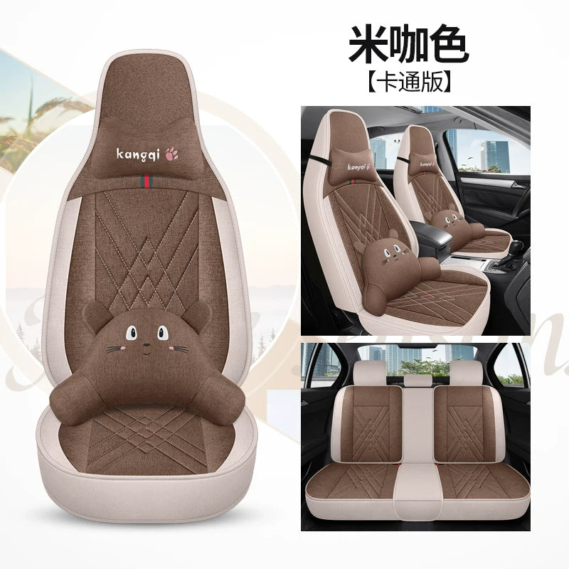 2021/2022 Geely Emgrand S Car Seat Covers, All-Season Fully Padded Linen Seat Cushions, Breathable Fabric Seat Covers