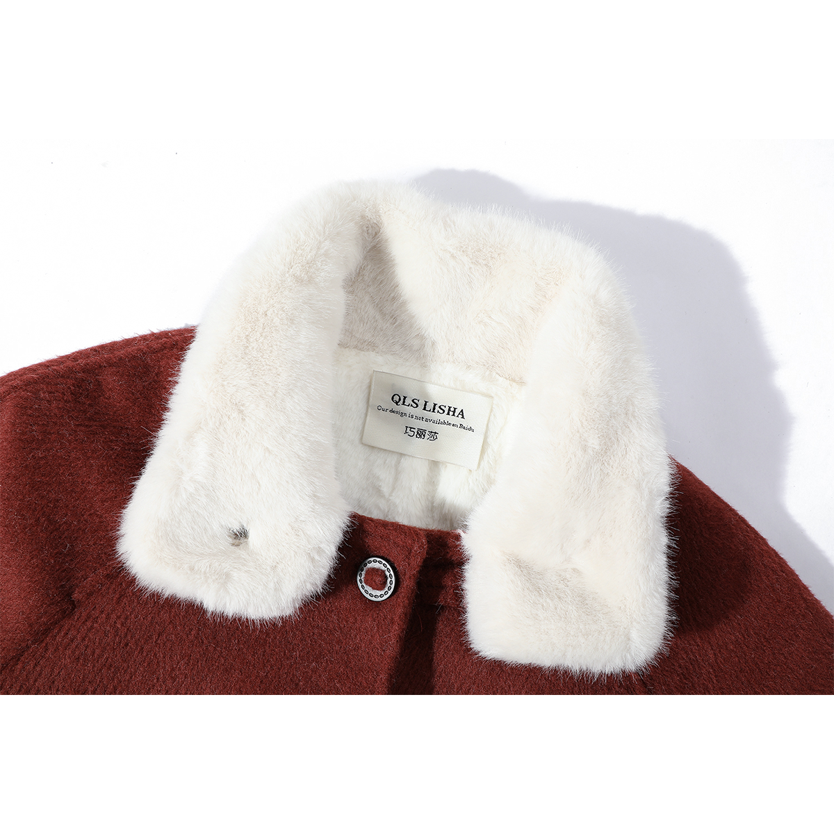 Chola qadınlar üçün qısa qırmızı quzu yun palto, payız və qış, yun astarlı və qalınlaşdırılmış, gözəl və şık yun palto