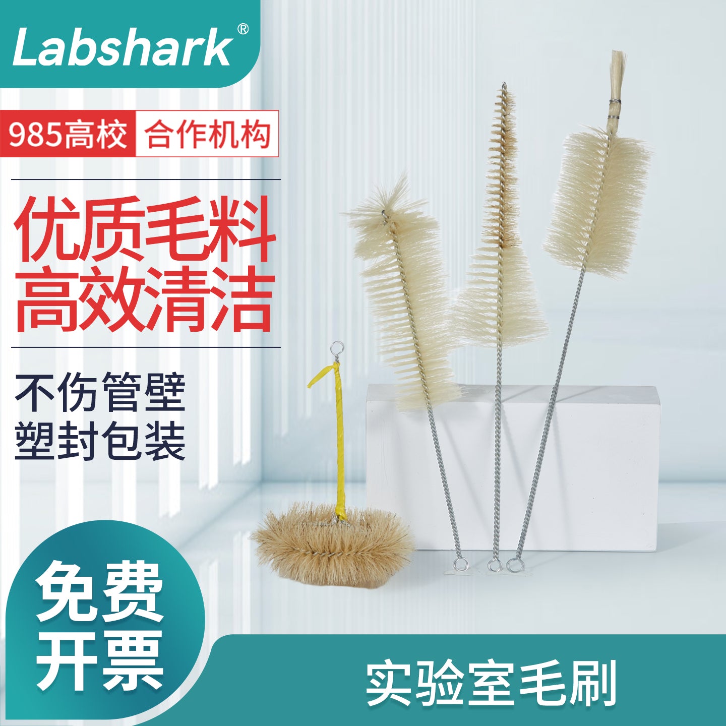 Labshark sınaq borusu fırçası, pilləli silindr fırçası, laboratoriya həcmli şüşə fırçası, konusvari şüşə fırçası, stəkanı fırçası, pipet fırçası, kolba fırçası, büret fırçası, iri, orta və kiçik donuz tükü şüşə fırçası, balans fırçası