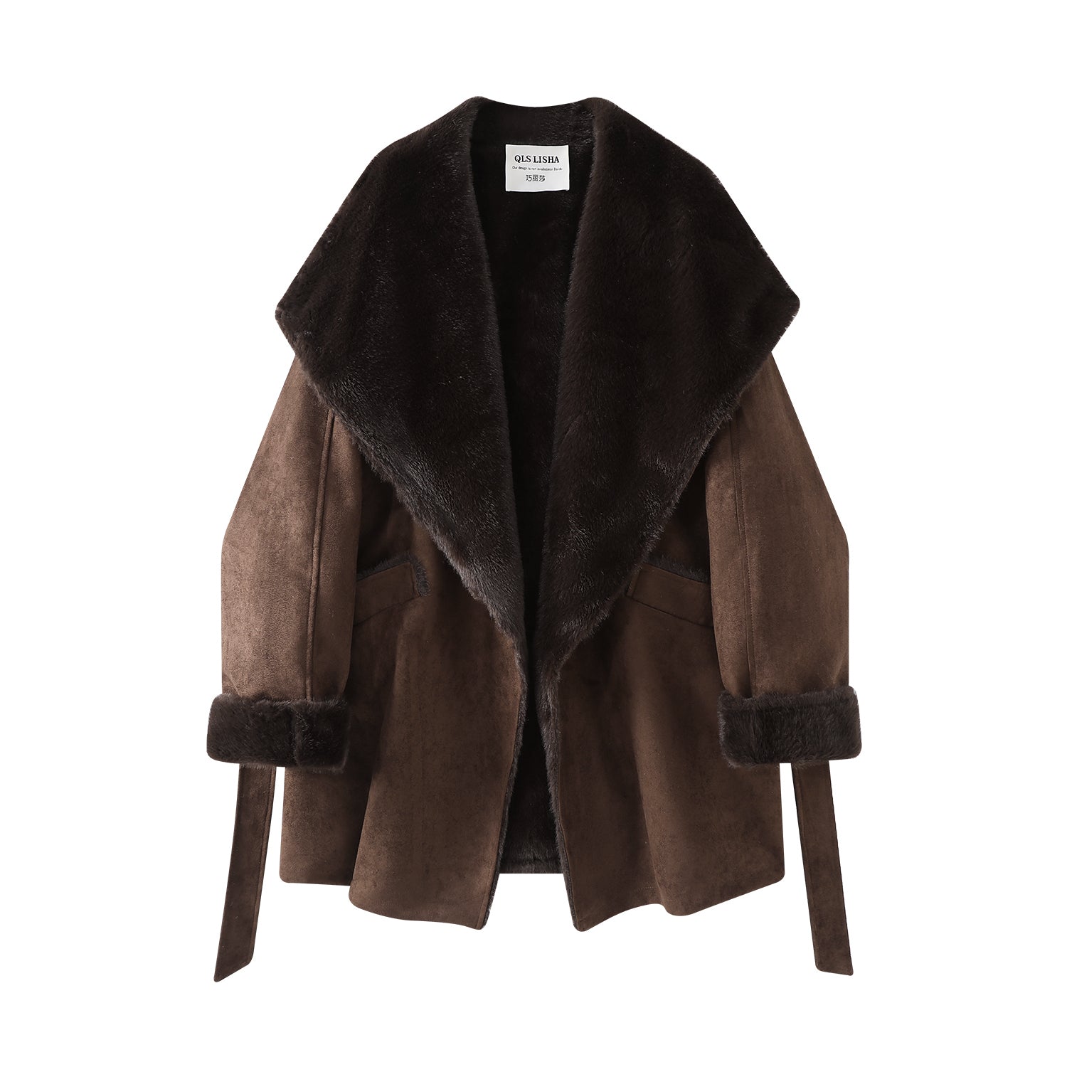 Cholisa-nın dəri və xəzdən hazırlanmış, orta uzunluqlu, yüksək keyfiyyətli retro quzu yun paltosu çox gözəldir və qış üçün mükəmməldir.