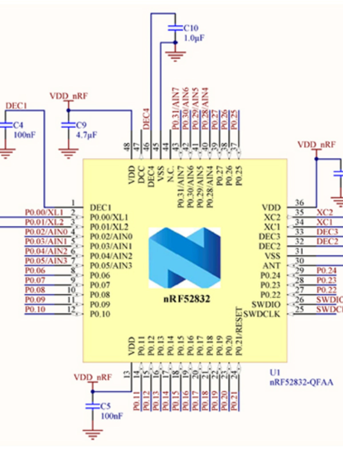 nRF51822 Bluetooth ötürücü modulu QFAA Bluetooth QFAC simsiz modulu BLE4 NRF52832