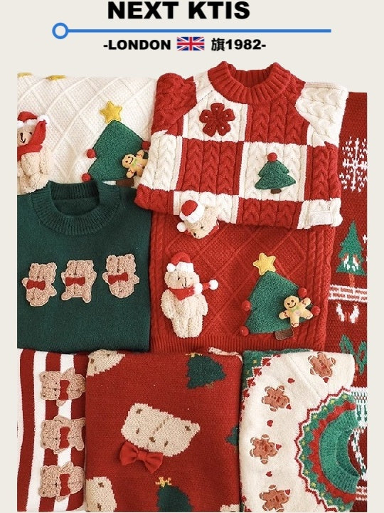 NEXT KTIS Qızlar üçün Milad Sviteri 2025 Qış Yeni Stil Trikotaj Üst Don