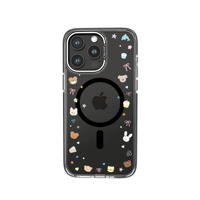 [Li Chun ilə eyni üslub] FUNNYRICH yeni super gözəl konfet ayı kağızı iPhone17/16ProMax mobil telefon qutusu gradient rəngli Apple 15plus şəffaf maqnit emiş qadın modeli 14 düşməyə qarşı