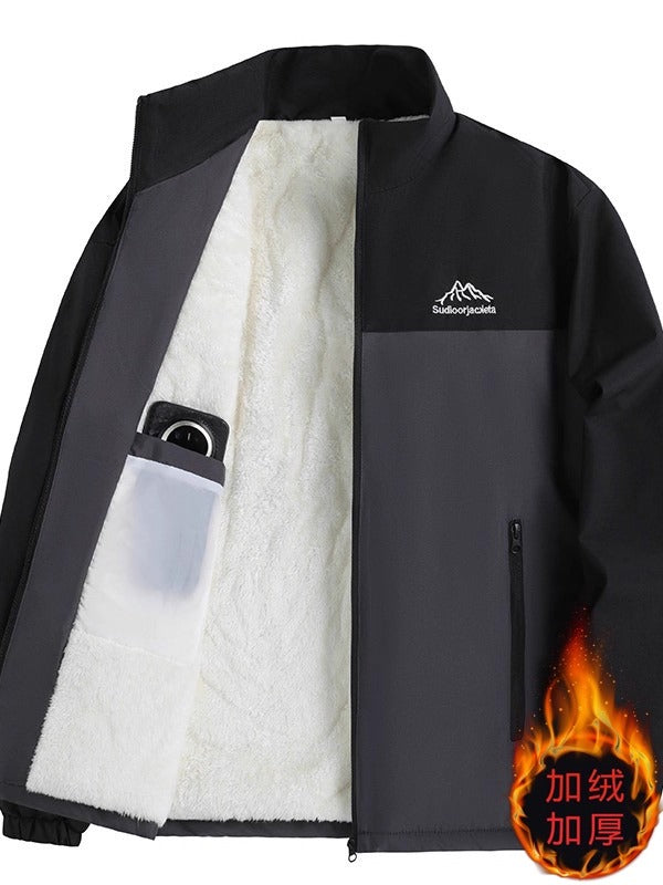 Kişilər üçün payız/qış üçün yun astarlı, qalınlaşdırılmış, dəbli, çoxfunksiyalı ayaqaltı gödəkçə, külək və suya davamlı küləkdən qoruyucu.