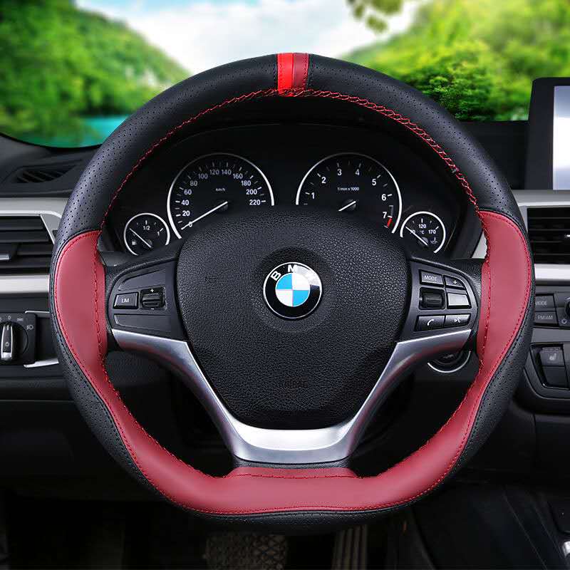 Əl ilə tikilmiş avtomobil sükan örtüyü, idman üslubunda, bütün mövsüm üçün, sürüşməyən, aşınmaya davamlı, orta ölçülü, birləşdirilmiş mikrofiber dəri örtük