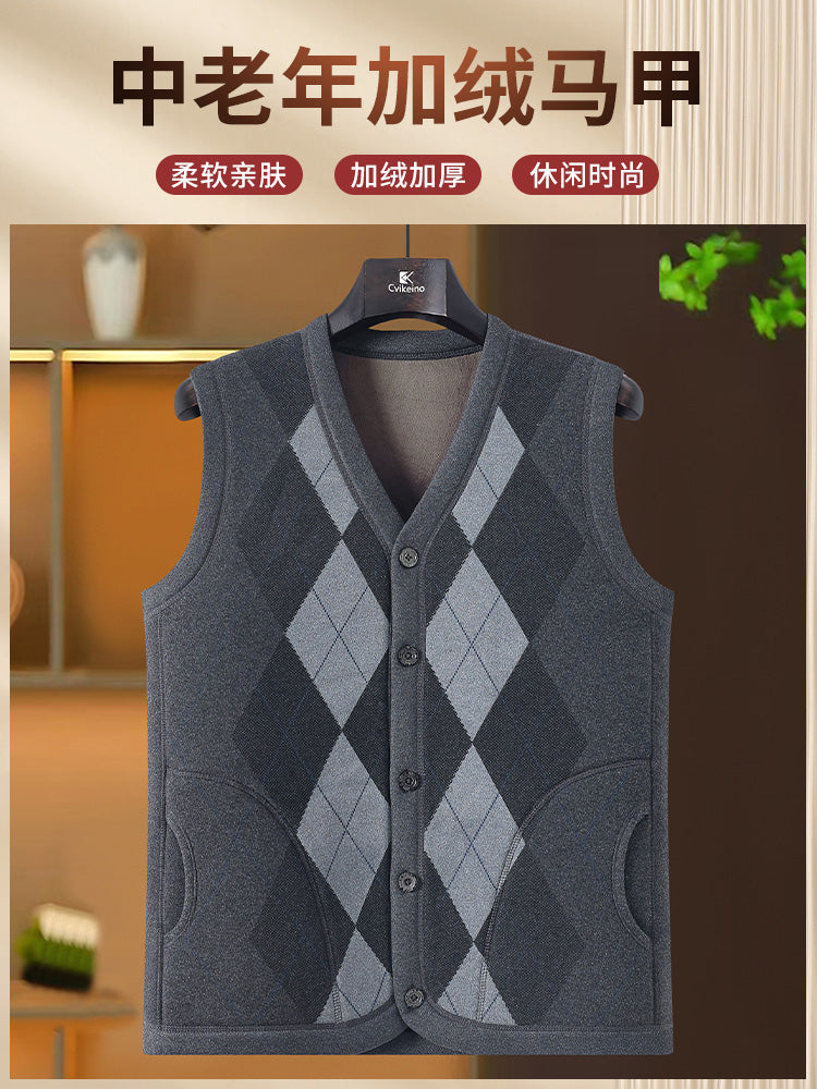 Orta və yaşlı kişilər üçün Roman kişilər üçün qış yun astarlı, qalınlaşdırılmış, isti jilet.