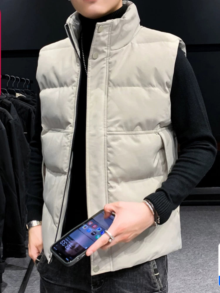 Paul's Kişilər üçün Yüksək Yaxalı Pambıq Jilet, Koreya üslubunda, Çoxfunksiyalı, Dəbli, Trendli, İsti, Payız və Qış Üst Geyimləri