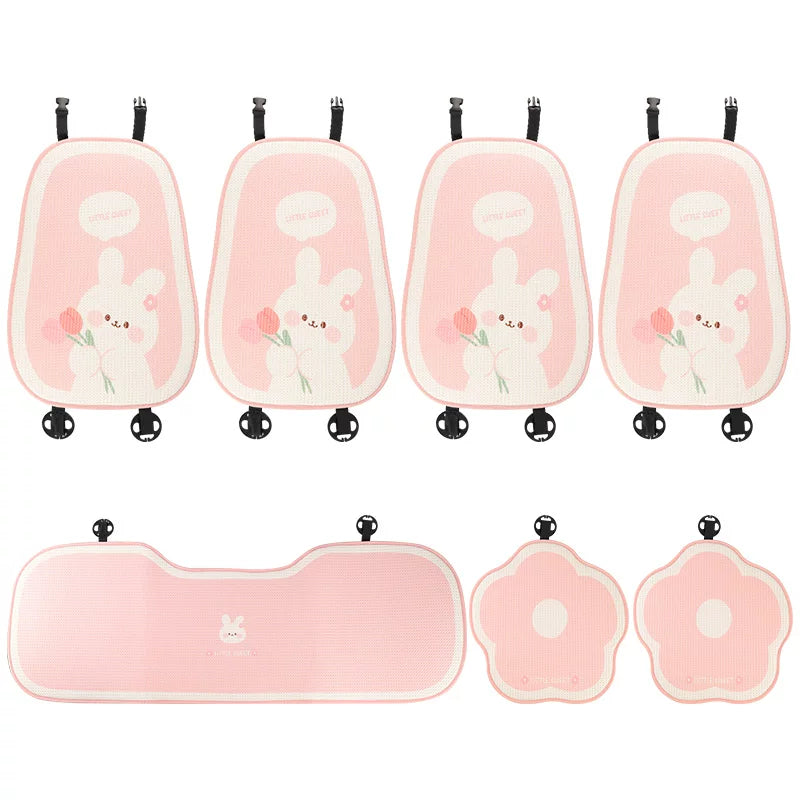 Car seat cushion, summer ice silk cooling cushion, cute one-piece for girls, all-season, back seat cover.