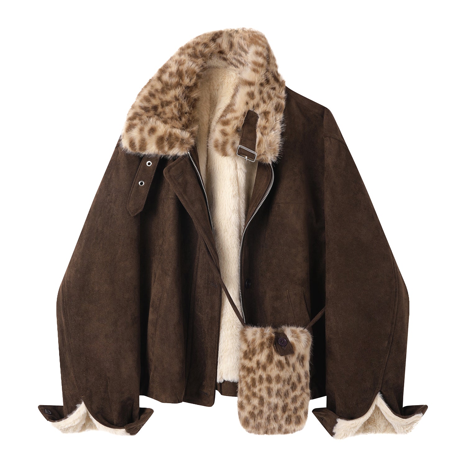 Cholisa Payız/Qış Yun astarlı Qalın Zamşa Qadın Motosiklet Gödəkçəsi, Koreya üslubunda, Super Şirin Qalın Palto