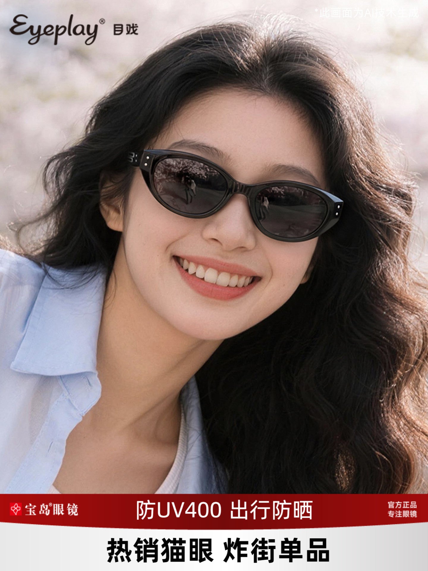 Muxue günəş eynəyi, qadınlar üçün pişik gözü günəş eynəyi, kiçik üz, dar çərçivə, yüksək səviyyəli hiss, isteğe bağlı polarizator, anti-UV 41014