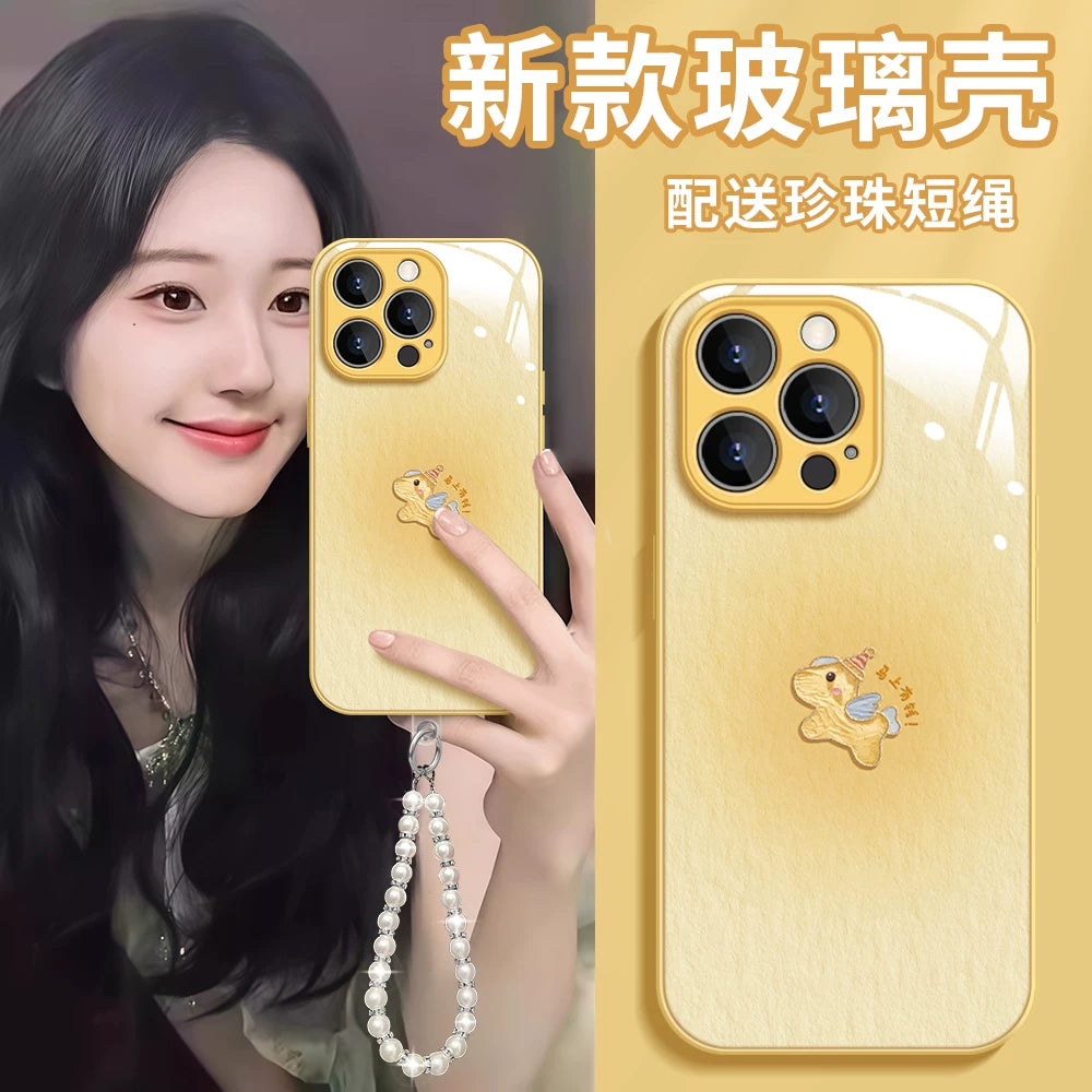 [Sfumato Pony] Apple 17promax mobil telefon qutusu üçün uyğundur yeni iphone16 hər şey daxil 17e düşməyə qarşı 15 şüşə 14 cizgi filmi sevimli 13pro At ili 12 təzə 11 çəhrayı xs dəsti