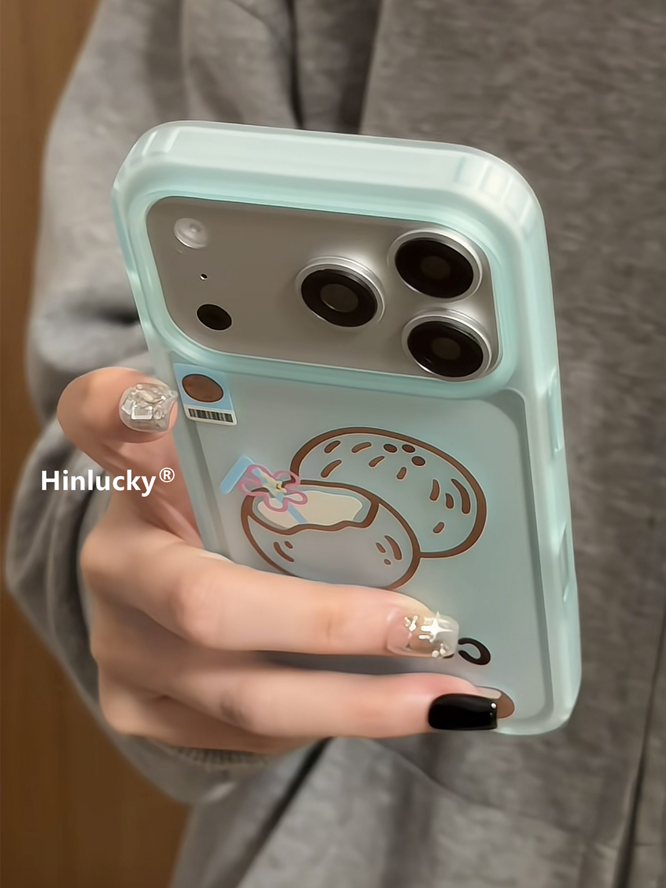 Hinlucky yay ins kiçik təzə hindistan cevizi stendi Apple 17 cib telefonu üçün uyğundur iphone16promax buzlu akril 15 yeni qadın 14 düşməyə qarşı qoruyucu örtük 17pro super gözəl görünüşlü