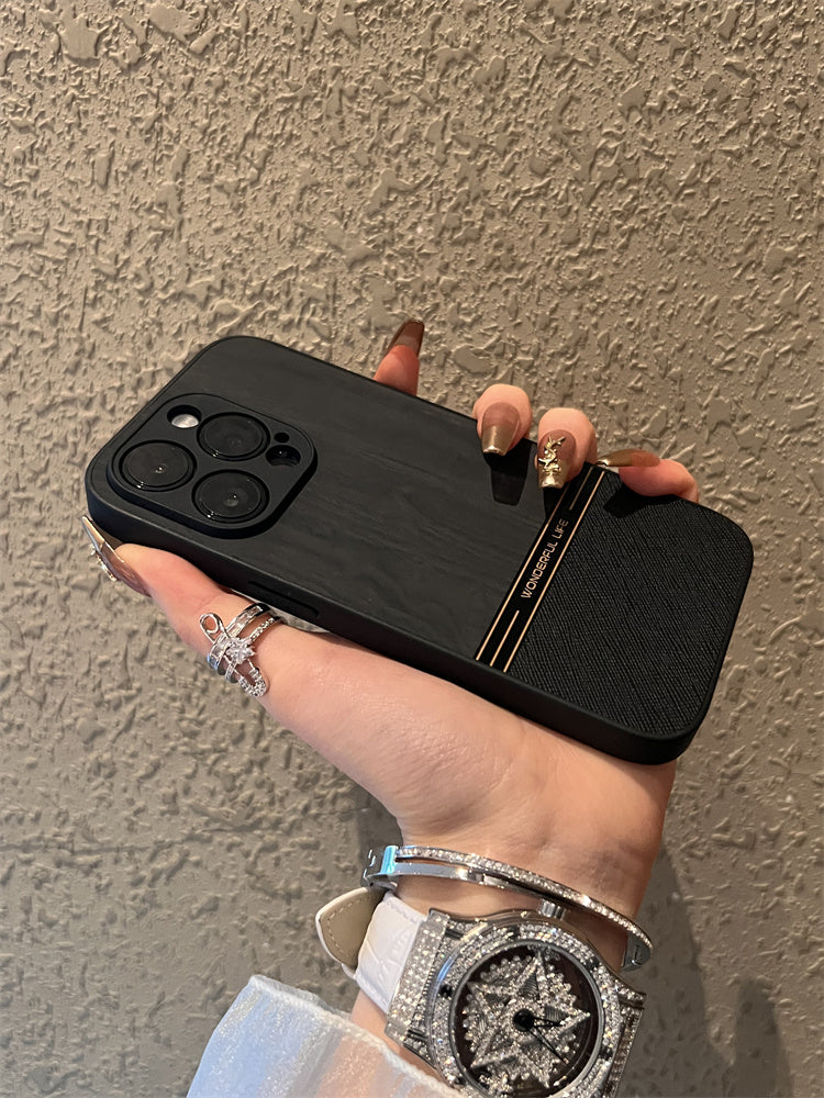Apple 17pro mobil telefon qutusu yeni yüksək keyfiyyətli tikiş 16promax qara ağac taxıl tutqun 15 hər şey daxil 13 düşməyə qarşı 12 iphone 17 hava nişinə uyğun 14 fərdiləşdirilmiş yaradıcı qoruyucu örtük 11
