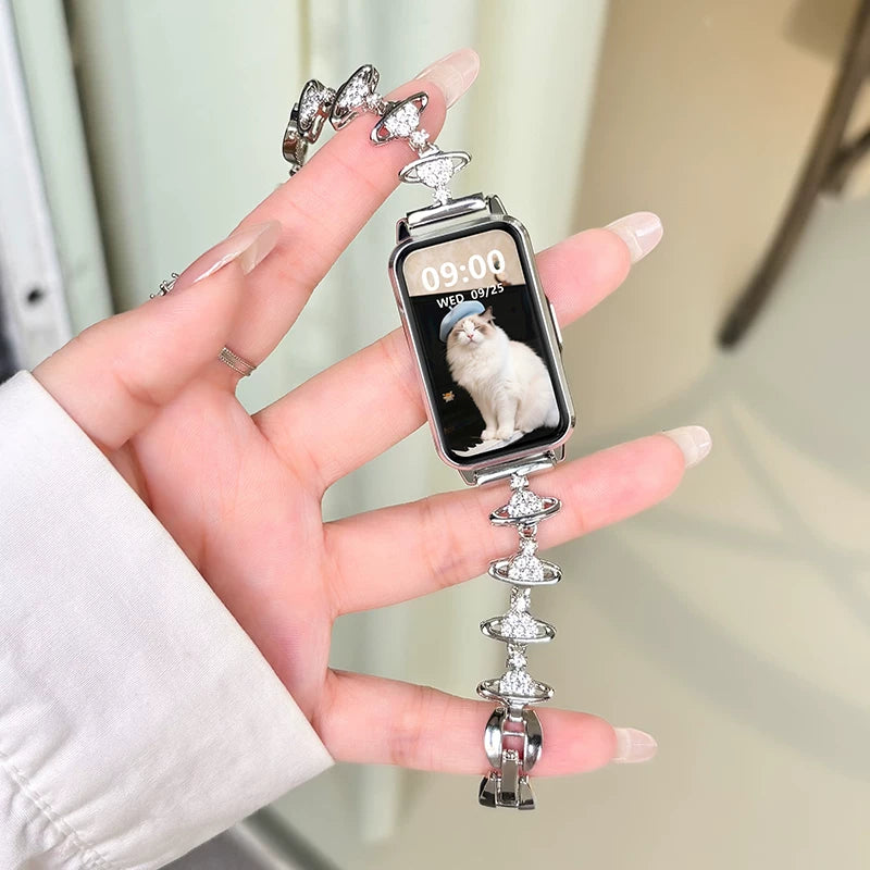 Ağıllı saat 9pro qadın ürək dərəcəsi yuxu çox funksiyalı tam almaz muncuq sirkon moda tələbə idman qolbağı