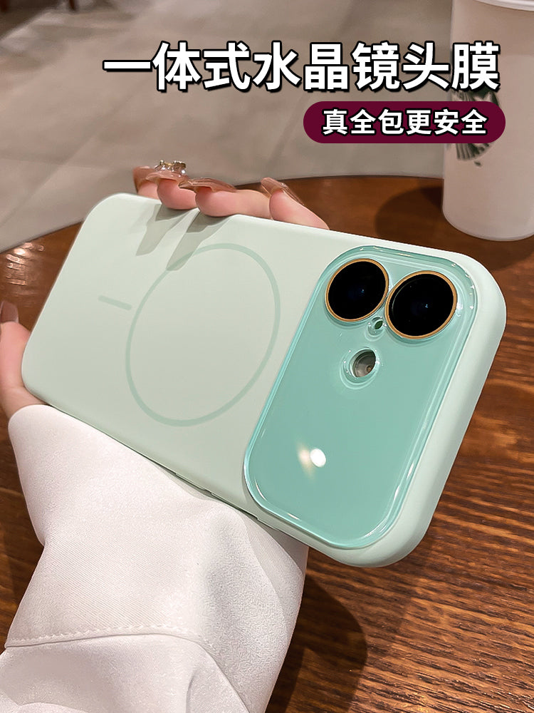 Ai düyməsi iphone17 mobil telefon qutusu üçün uyğundur Apple 17 yeni ot bənövşəyi 16pro maye silikon qoruyucu örtük 15promax lens hər şey daxil anti-düşmə 14 cüt 13 maqnit doldurma qabığı