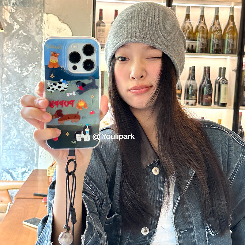 Yuri Park ins sevimli qız niş yağlı boya iti 15 17pro Apple 17ProMax mobil telefon qutusu iPhone16 hər şey daxil 17 yeni stil 14Promax qoruyucu örtük 13 yumşaq lent
