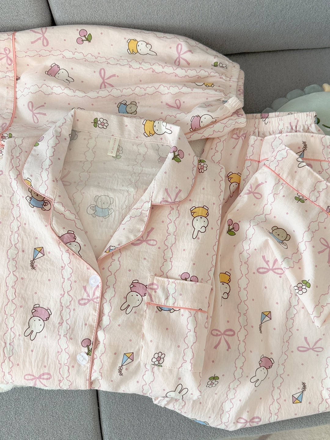 Yunduo təmiz pambıq cuna pijama qadın qısaqol şalvar 2026 yeni yay üç parça dəst sevimli pişik qız ev geyimi